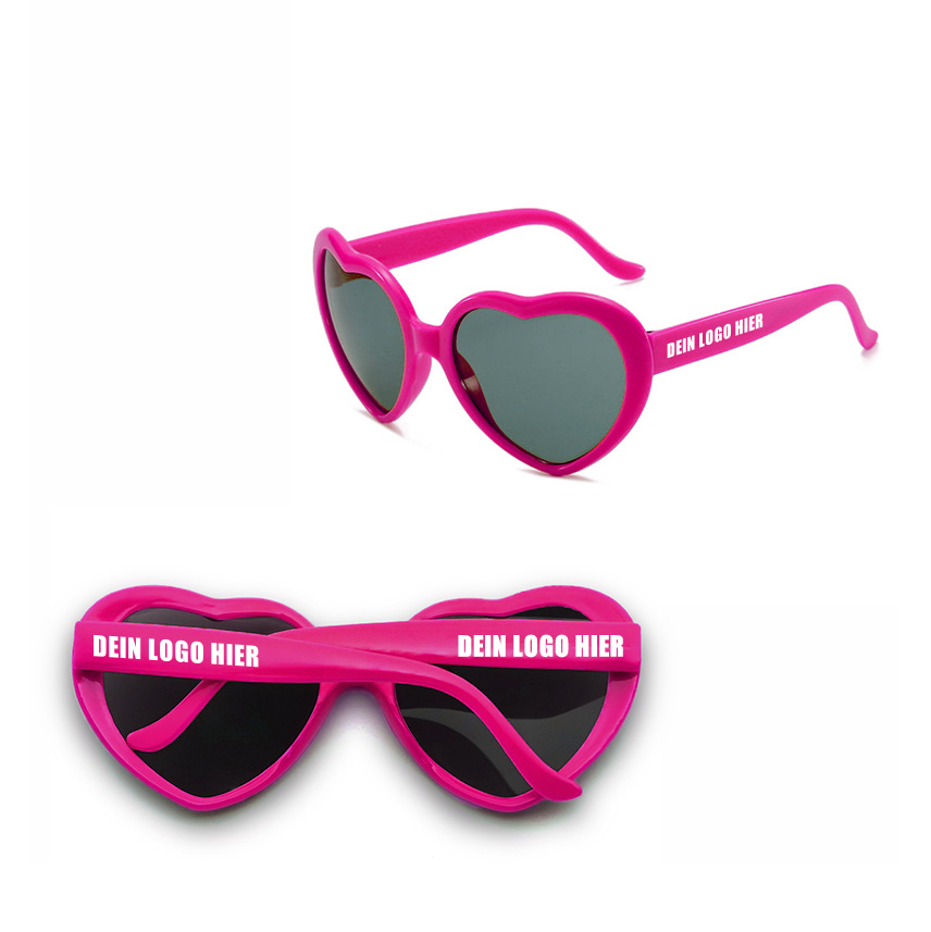 Lunettes de soleil en forme de cœur avec logo – objet publicitaire