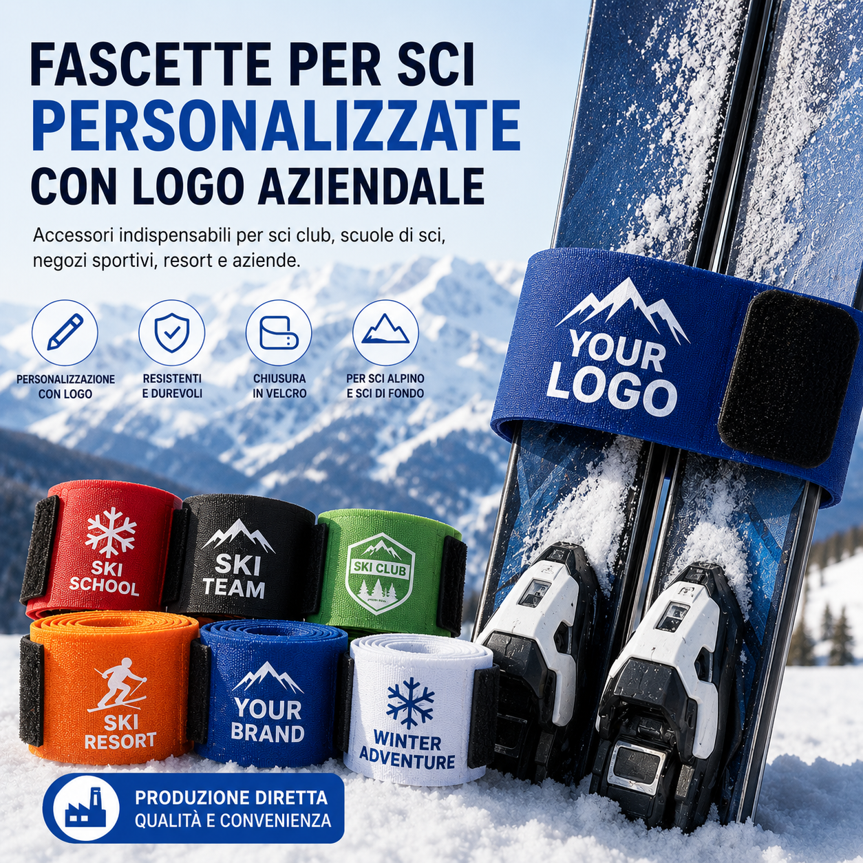 Fascette per Sci Personalizzate con Logo | Produzione Diretta